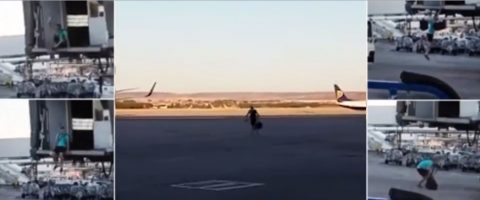 Spóźniony pasażer wdarł się na płytę lotniska i próbował dogonić startujący samolot!