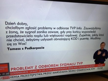 TVP dało się wkręcić w dowcip o zanikaniu sygnału podczas gdy politycy rządowi krytykują opozycję