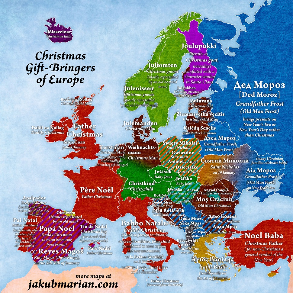Jak się nazywa Święty Mikołaj w różnych rejonach Europy