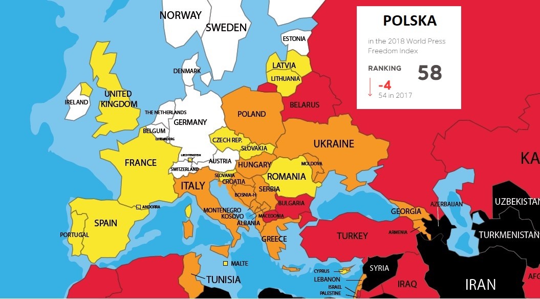 To już kolejny spadek Polski w rankingu wolności mediów Reporterów bez Granic