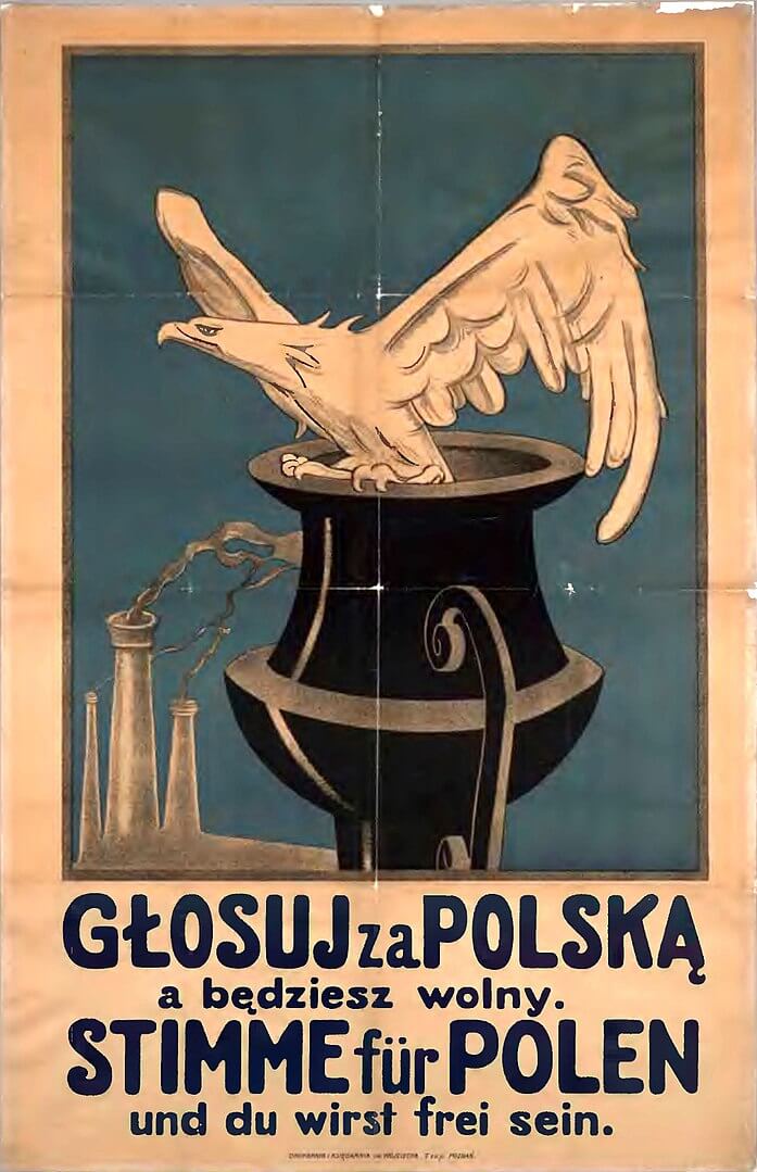 Plebiscyt na Górnym Śląsku. Polski plakat propagandowy z okresu plebiscytu. Fot. wikipedia