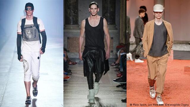 Najważniejsze to zdrowo wyglądać -
Świat mody chętnie czerpie zewsząd korzyści. Zalicza się do nich również zdrowy styl życia. Odzież sportową nosi się nie tylko w studiu fitnesu. Szorty, leginsy, syntetyczne topy sportowe stały się częścią miejskiej subkultury i dotarły już także do sieci tanich sklepów. Dla projektantów są one nieustającym źródłem inspiracji. Fot. Źródło: dw.de